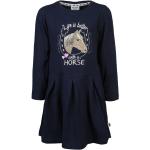 Reduzierte Marineblaue Bestickte Langärmelige Salt and Pepper Kinderlangarmkleider mit Pferdemotiv aus Baumwolle für Mädchen Größe 122 