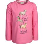 Reduzierte Pinke Gestreifte Langärmelige Salt and Pepper Pailletten Shirts für Kinder mit Pferdemotiv mit Pailletten aus Jersey für Mädchen Größe 134 