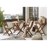 SAM 5-TLG. Gartengruppe Jasper, 1x Tisch rund Ø 90 cm + 4 x Klappstuhl, Sitzgruppe klappbar, Akazien-Holz
