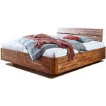 SAM Schwebebett 140 x 200 cm Lanzarote, Holzbett aus massivem Akazienholz, Doppelbett im Vintage-Look, geteiltes Kopfteil