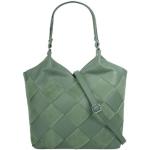 Grüne Geflochtene Samantha Look Lederhandtaschen mit Reißverschluss aus Glattleder mit Handyfach für Damen 