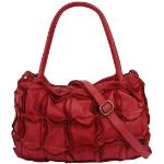 Rote Vintage Samantha Look Lederhandtaschen aus Glattleder mit Handyfach für Damen 