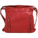 Rote Vintage Samantha Look Lederhandtaschen mit Reißverschluss aus Leder mit Innentaschen für Damen 