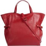 Rote Unifarbene Samantha Look Lederhandtaschen mit Reißverschluss aus Leder mit Innentaschen für Damen 
