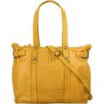 Gelbe Geflochtene Vintage Samantha Look Lederhandtaschen aus Glattleder für Damen 