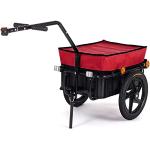 SAMAX Transportanhänger Fahrradanhänger Lastenanhänger Fahrrad Anhänger Handwagen mit Kunststoffwanne für 60 Kg / 70 Liter in Rot