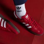 Rote adidas Samba Lederschuhe & Kunstlederschuhe mit Schnürsenkel aus Leder für Herren Größe 42,5 