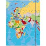 Bunte Sammelmappen mit Weltkartenmotiv DIN A3 