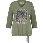 Reduzierte Grüne Elegante 3/4-ärmelige Gerry Weber Samoon V-Ausschnitt T-Shirts mit Pailletten enganliegend für Damen Größe XXL Große Größen 