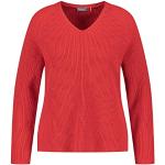 Rote Langärmelige Gerry Weber Samoon Bio Rundhals-Ausschnitt Strickpullover aus Baumwolle für Damen Größe L Große Größen 