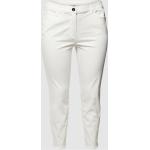 Offwhitefarbene Gerry Weber Samoon Slim Fit Jeans mit Reißverschluss aus Baumwollmischung für Damen Größe XL Große Größen 
