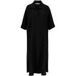 Reduzierte Schwarze Unifarbene Casual Kurzärmelige Samsøe & Samsøe Maxi V-Ausschnitt Sommerkleider aus Lyocell für Damen Größe XS für den für den Sommer 
