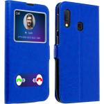 Blaue Samsung Galaxy A20e Hüllen Art: Flip Cases aus Kunstleder mit Sichtfenster 