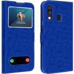 Blaue Samsung Galaxy A40 Hüllen Art: Flip Cases aus Kunstleder mit Sichtfenster 