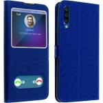 Blaue Samsung Galaxy A50 Hüllen Art: Flip Cases aus Kunstleder mit Sichtfenster 