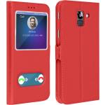 Rote Samsung Galaxy J6 Cases Art: Flip Cases aus Kunstleder mit Sichtfenster 