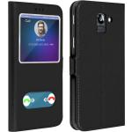 Schwarze Samsung Galaxy J6 Cases Art: Flip Cases aus Kunstleder mit Sichtfenster 
