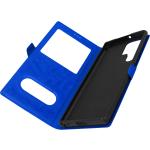 Blaue Samsung Galaxy S22 Ultra Hüllen Art: Flip Cases aus Kunstleder mit Sichtfenster 