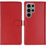Rote Samsung Galaxy S24 Ultra Hüllen Art: Flip Cases mit Knopf aus Leder 