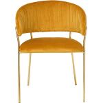 Samt Stuhl im Retrostil Goldfarben und Gelb