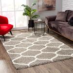 SANAT Madrid Shaggy Teppich - Hochflor Teppiche für Wohnzimmer, Schlafzimmer, Küche - Morocco Grau, Größe: 80x300 cm