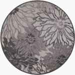 Graue Blumenmuster SANAT HALI Runde Outdoor-Teppiche & Balkonteppiche 200 cm aus Kunstfaser schmutzabweisend 