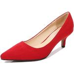 Rote Elegante Damenschuhe ohne Verschluss aus Veloursleder leicht Größe 40 mit Absatzhöhe bis 3cm für den für den Frühling 