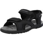Schwarze Geox Strada Outdoor-Sandalen mit Klettverschluss aus Leder für Herren Größe 43 für den für den Sommer 