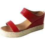 Rote Vintage Zehenstegsandalen mit Strass mit Riemchen aus Leder Gefüttert für Damen Größe 38 für den für den Sommer 
