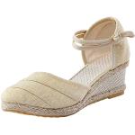Beige Elegante Römersandalen & Gladiator Sandalen in Breitweite aus Leder für Damen Größe 37 für den für den Sommer 
