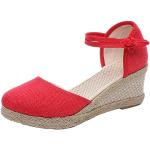 Rote Elegante Römersandalen & Gladiator Sandalen aus Leder für Damen Größe 38 für den für den Sommer 