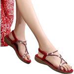 Rote Leo-Look Casual Römersandalen & Gladiator Sandalen mit Riemchen aus Kunstleder für Damen Größe 38,5 für den für den Sommer 