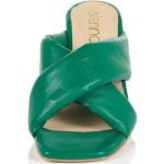 Grüne Reken Maar Blockabsatz Damensandaletten ohne Verschluss aus Leder mit Absatzhöhe 7cm bis 9cm für den für den Sommer 