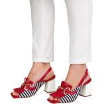 Rote Alba Moda Karree Blockabsatz Sandaletten ohne Verschluss in Schmalweite aus Leder mit Absatzhöhe 7cm bis 9cm 