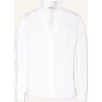 Weiße SANDRO V-Ausschnitt Festliche Blusen mit Puffärmeln aus Baumwolle für Damen Größe XS 