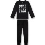 Schwarze Unifarbene Sanetta Lange Kinderschlafanzüge aus Baumwolle trocknergeeignet für Jungen Größe 176 2-teilig 