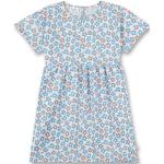 Reduzierte Hellblaue Blumenmuster Sanetta Rundhals-Ausschnitt Kinderkleider mit Knopf aus Baumwolle für Mädchen Größe 122 