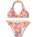 Korallenrote Sanetta Neckholder Bikinis für Kinder mit Papageienmotiv aus Polyamid für Mädchen Größe 140 