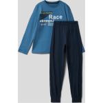 Blaue Sanetta Kinderschlafanzüge & Kinderpyjamas aus Baumwolle für Jungen Größe 164 
