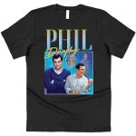 Sanfran Clothing Phil-Dunphy-T-Shirt, Homage-Shirt für den „Modern“-Schauspieler aus der lustigen TV-Serie, im Retro-Stil der 90er Jahre, Cam-Shirt im Vintage-Look, Schwarz , S