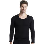 Schwarze Langärmelige Sangora Langarm-Unterhemden aus Baumwollmischung für Herren Größe M 