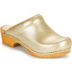 Goldene Sanita Damenclogs & Damenpantoletten aus Leder Größe 38 mit Absatzhöhe 5cm bis 7cm 
