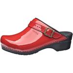 Rote Lack-Optik Sanita Soft Clogs mit Riemchen aus Lackleder für Damen Größe 37 