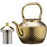 Reduzierte Goldene Teekannen mit Sieb 2l aus Edelstahl 