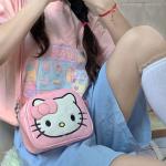 Sanrio Hello Kitty Mini wasserdichte Polyurethansüße Handtasche Y2k JK Uniformtasche Student Kawaii Girly Umhängetasche für Frauen