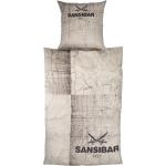 Taupefarbene Sansibar Satinbettwäsche mit Reißverschluss aus Baumwolle 135x200 