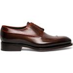 Reduzierte Braune Business SANTONI Derby Schuhe mit Schnürsenkel aus Leder für Herren Größe 40,5 