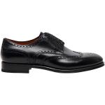 Schwarze Business SANTONI Derby Schuhe mit Schnürsenkel aus Leder für Herren Größe 39 
