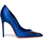 Reduzierte Blaue SANTONI Spitze High Heels & Stiletto-Pumps aus Satin für Damen Größe 40,5 