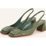 Grüne Lack-Optik SANTONI Karree Slingback Pumps aus Leder für Damen Größe 37,5 